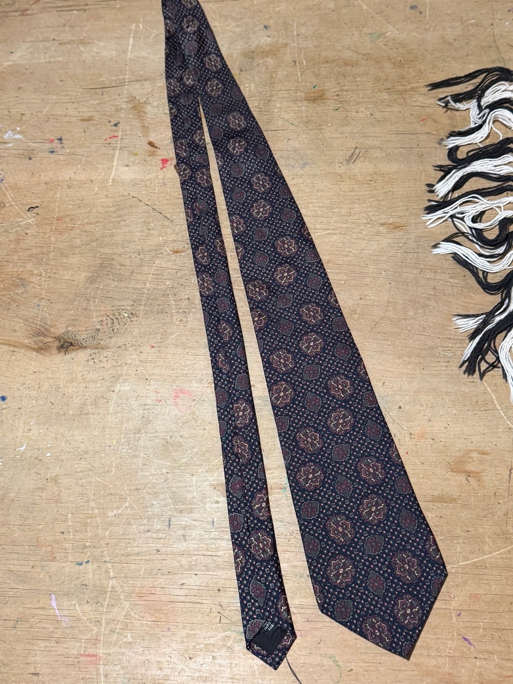 Classic Adolfo Navy Floral Pattern Men's Tie